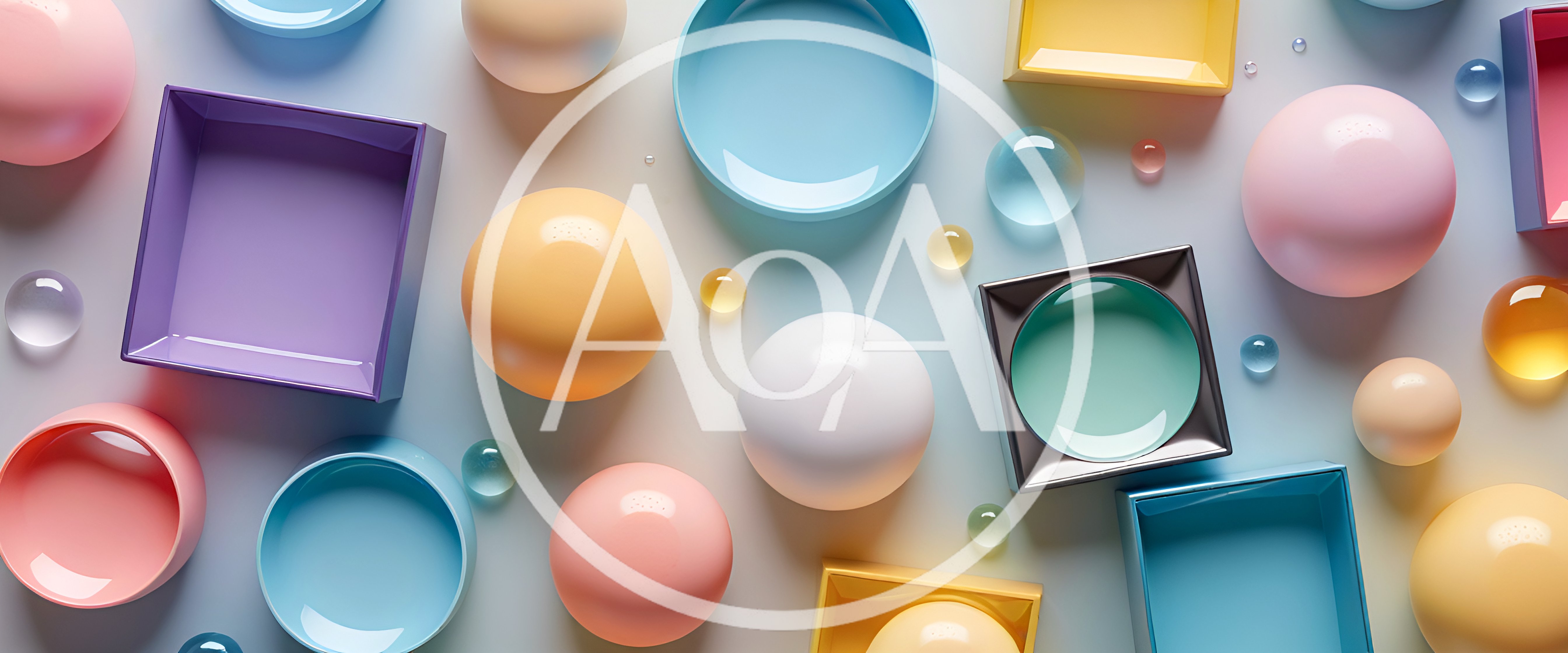 Abstract Composition of Colorful Geometric Shapes and Spheres