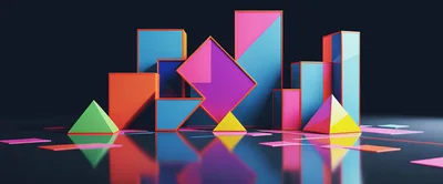 Abstract 3D Geometric Shapes Composition