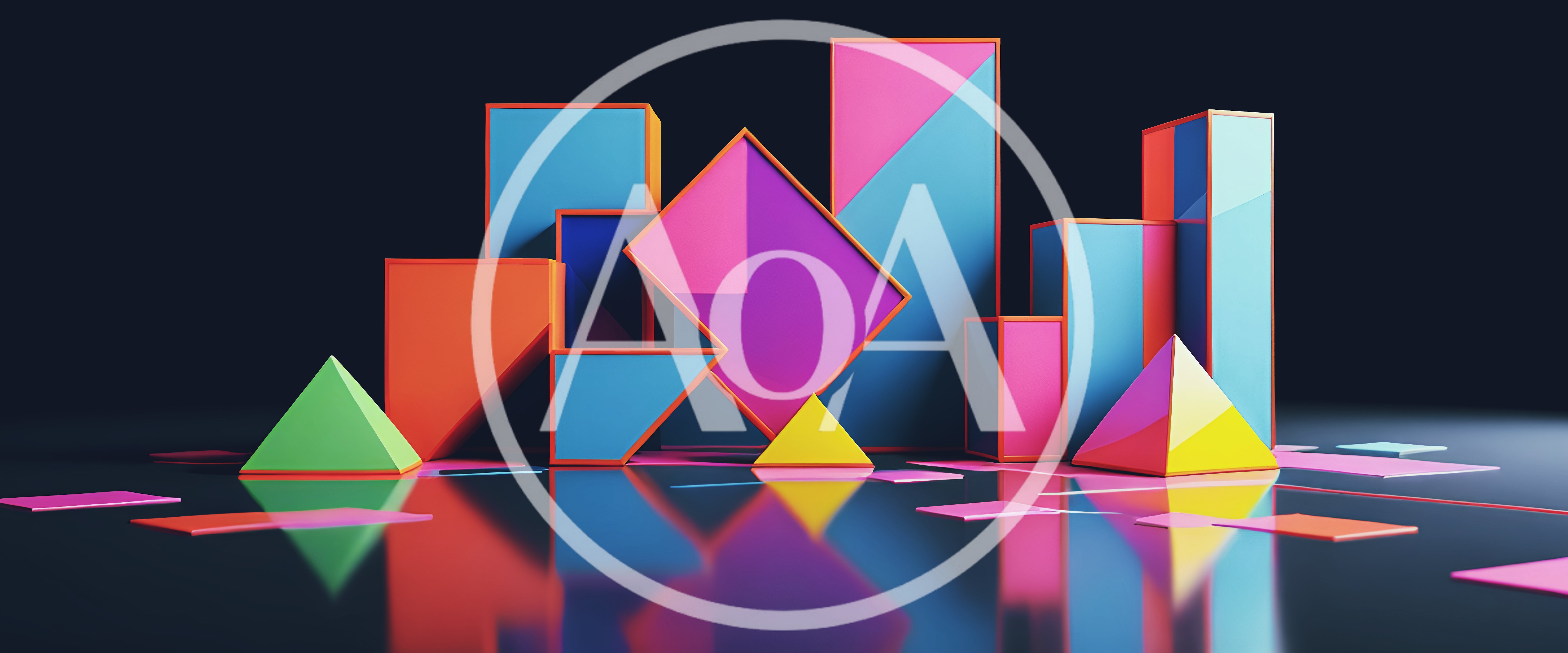 Abstract 3D Geometric Shapes Composition