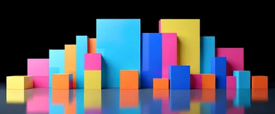 Abstract 3D Geometric Blocks With Vibrant Colors