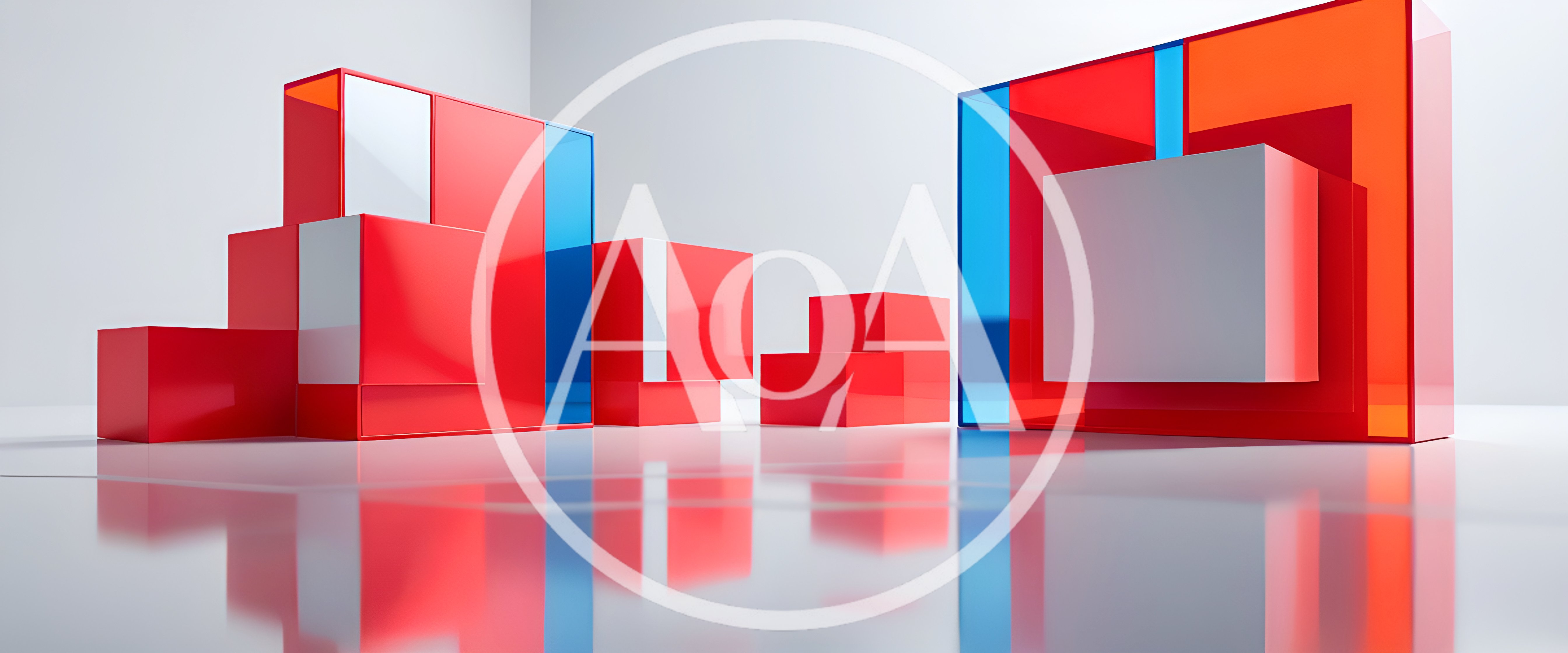 Abstract Geometric 3D Shapes In Red And Blue