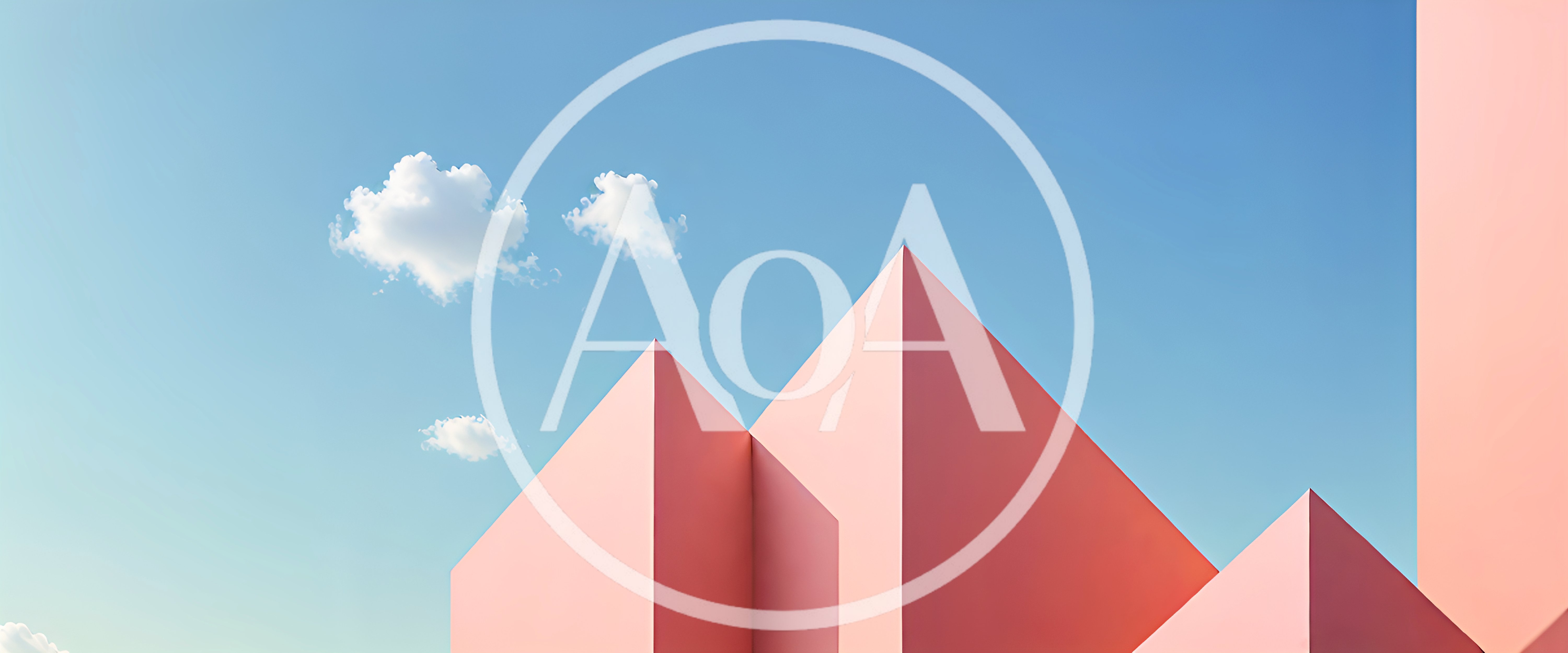 Abstract Pink Geometric Structures Against Blue Sky