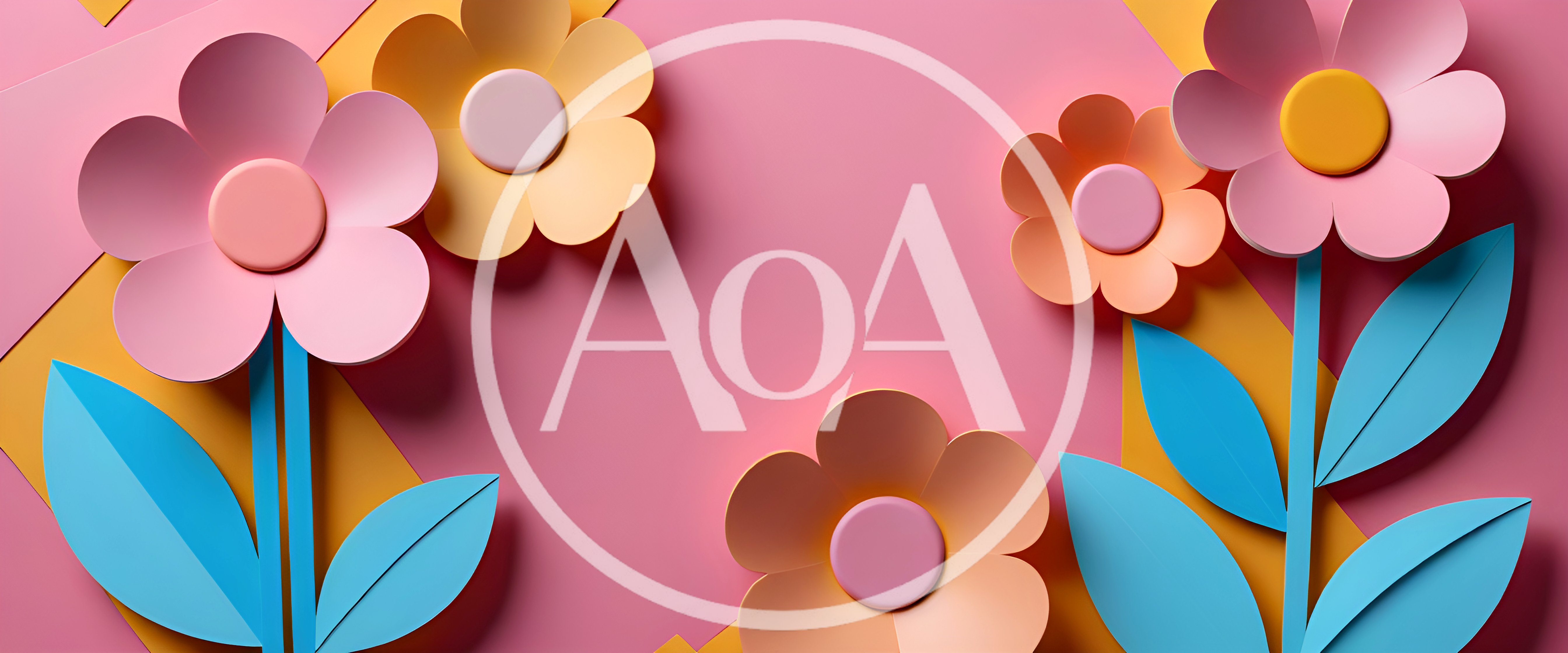 Paper Craft Flowers on Pink and Yellow Background