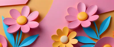 3D Paper Cutout Style Floral Background