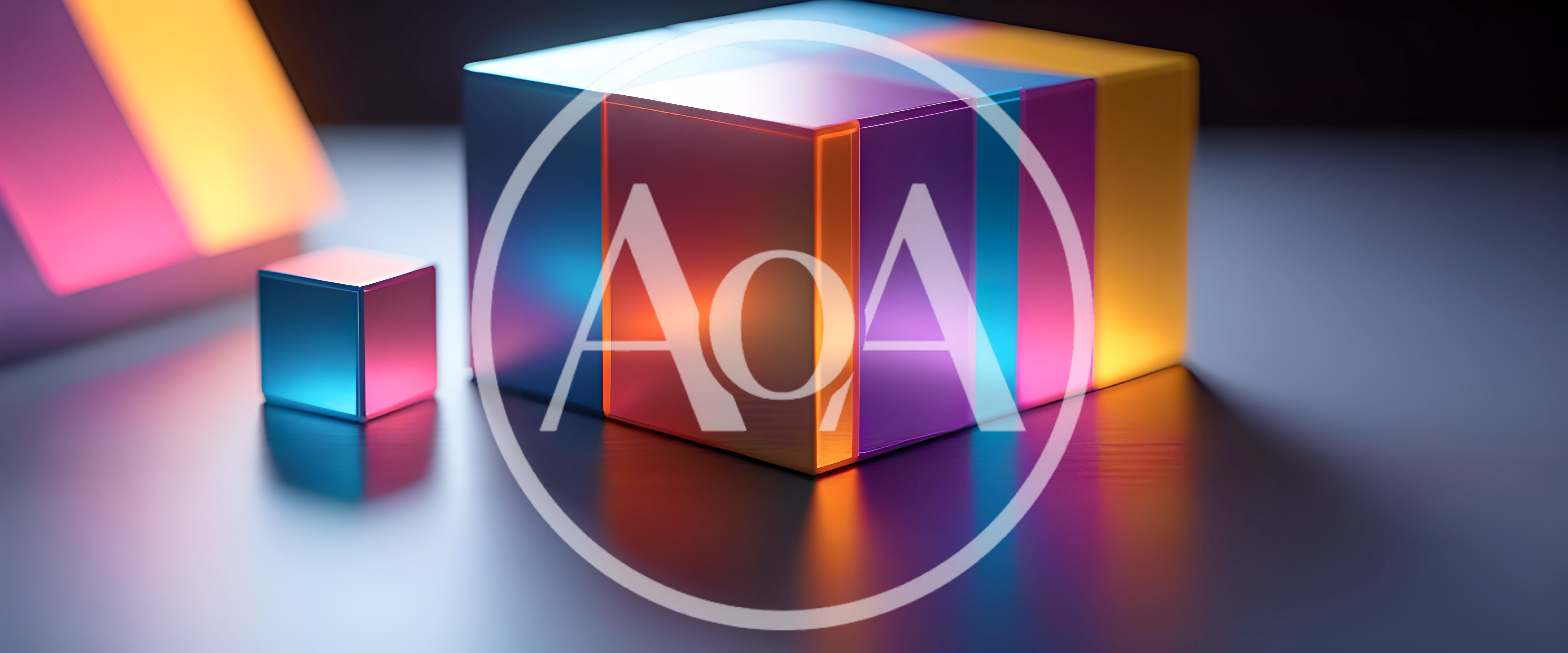 Abstract Glowing Geometric Cubes On Reflective Surface