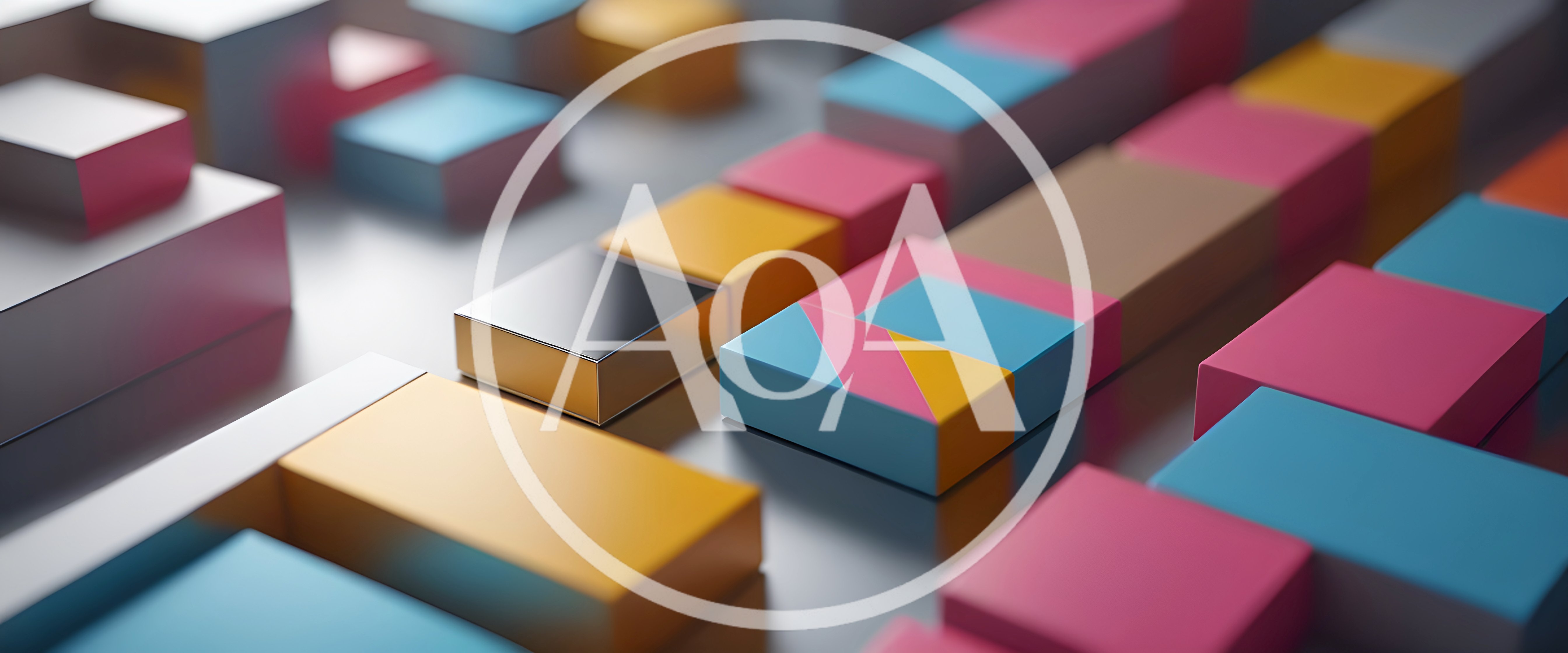 Abstract 3D Geometric Blocks In Vibrant Colors