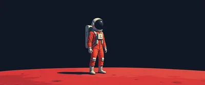Astronaut Standing Alone On The Surface Of Mars