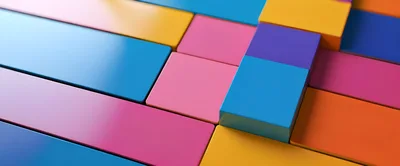 Abstract 3D Render Of Colorful Geometric Blocks