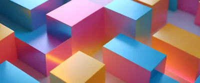 Abstract 3D Geometric Blocks With Vibrant Gradient Colors