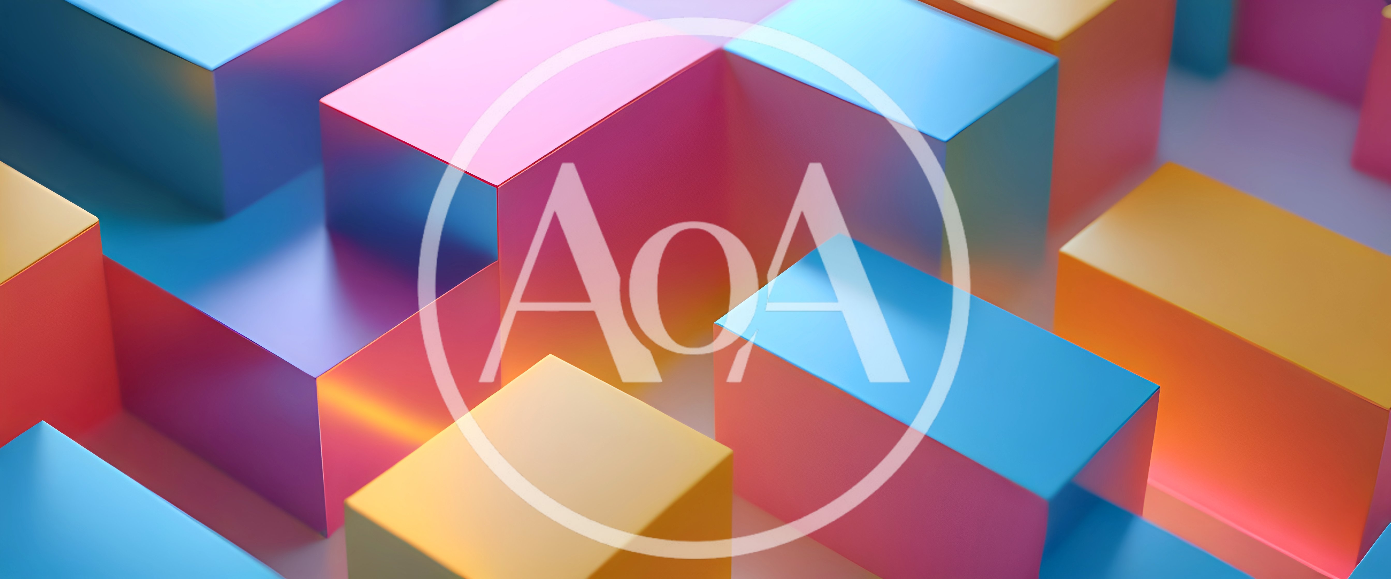 Abstract 3D Geometric Blocks With Vibrant Gradient Colors