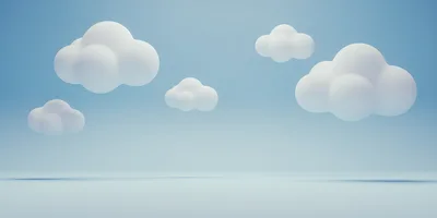 3D Rendered White Clouds Floating In Blue Sky