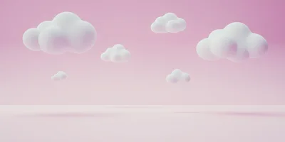 3D Rendered White Clouds Floating In Pink Sky