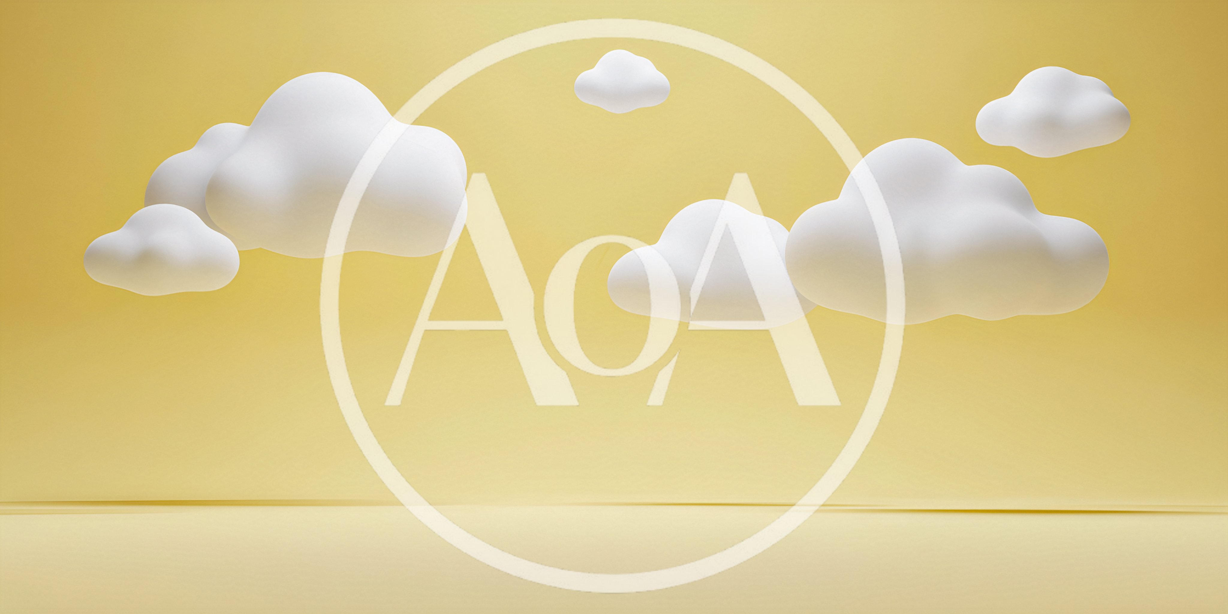 3D Rendered White Clouds Floating Against Yellow Background