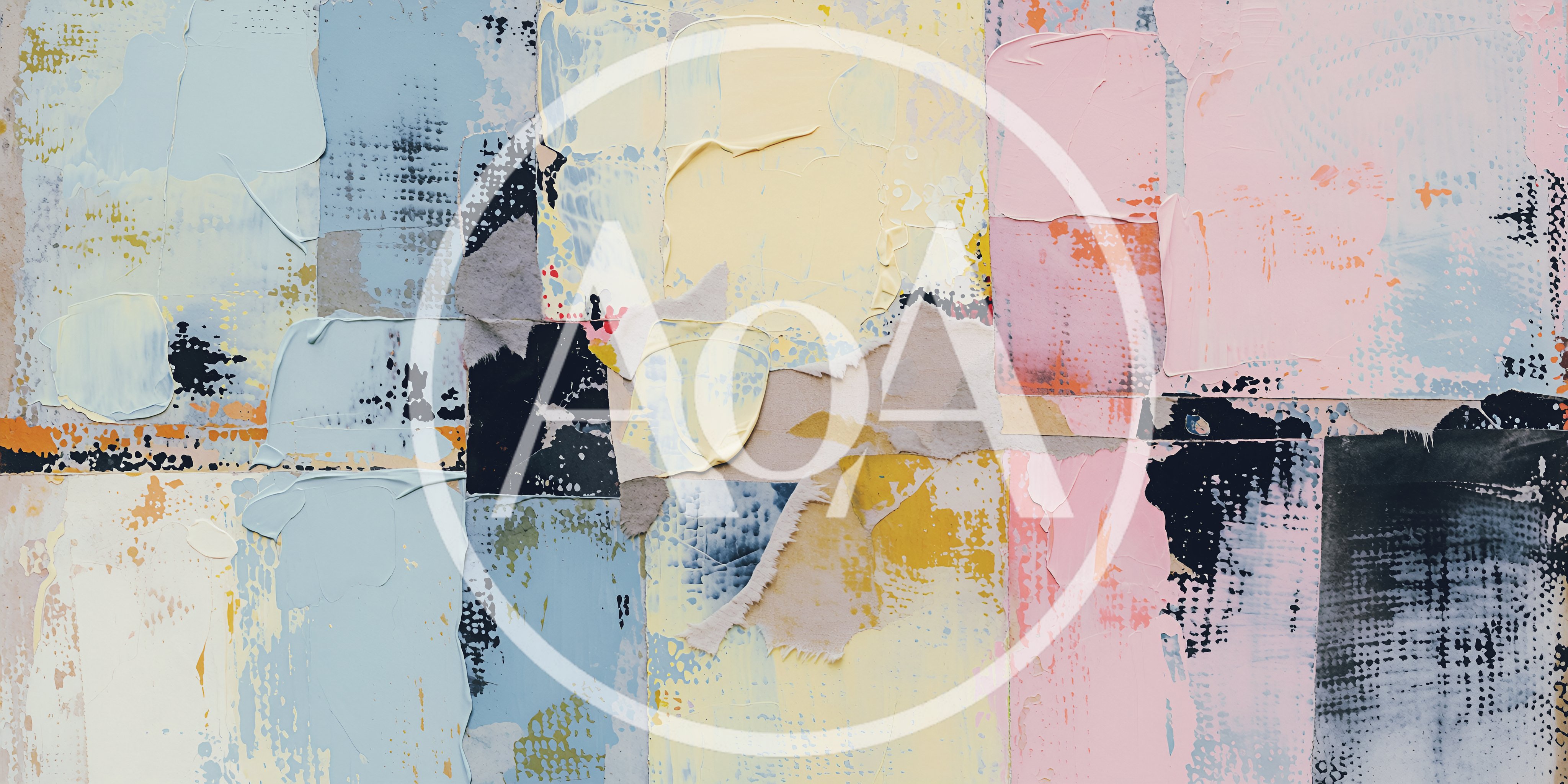 Abstract Mixed Media Collage With Textured Paint Layers