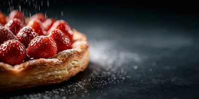 Fresh Strawberry Tart With Powdered Sugar Dusting