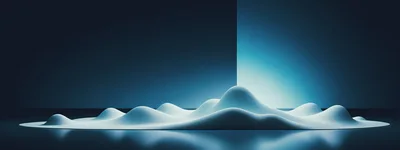 Abstract White Wavy Landscape With Blue Backlit Wall