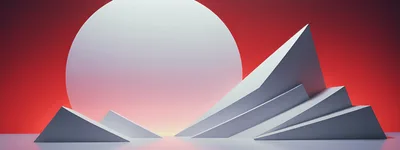 Abstract Geometric Shapes Against A Red Gradient Background