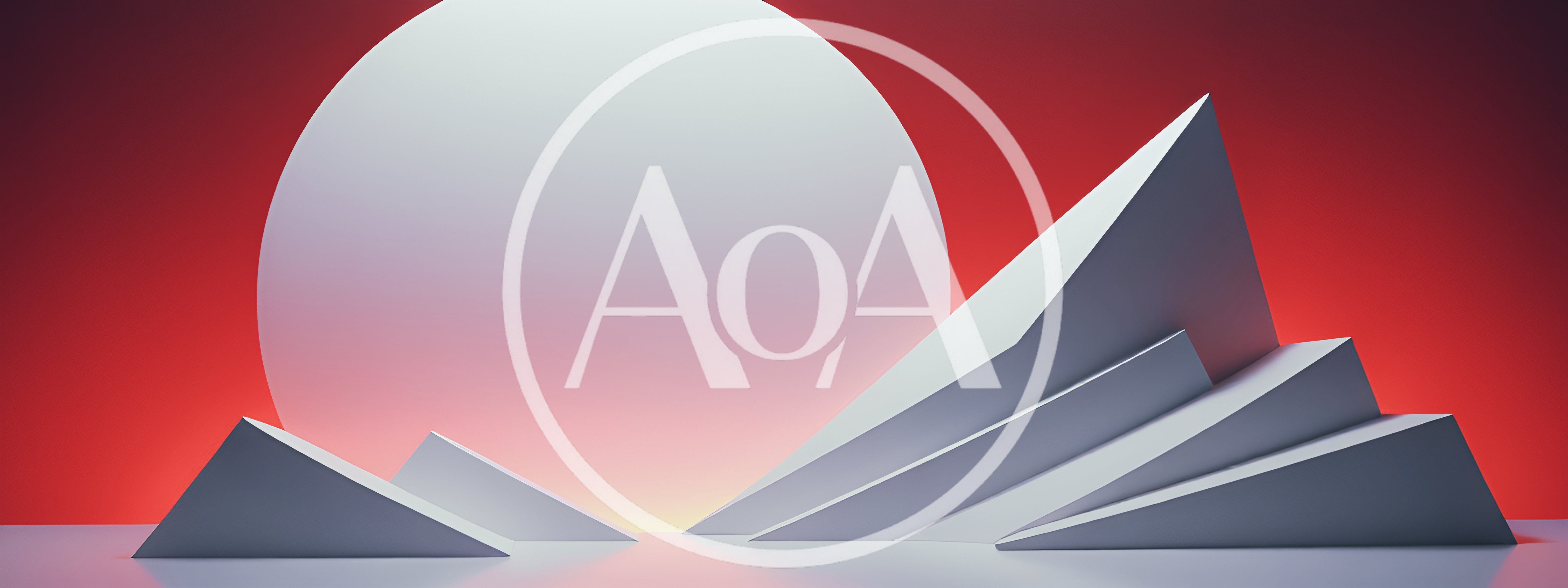Abstract Geometric Shapes Against A Red Gradient Background