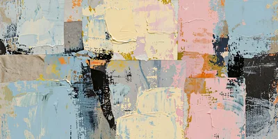 Abstract Mixed Media Collage With Textured Paint Layers