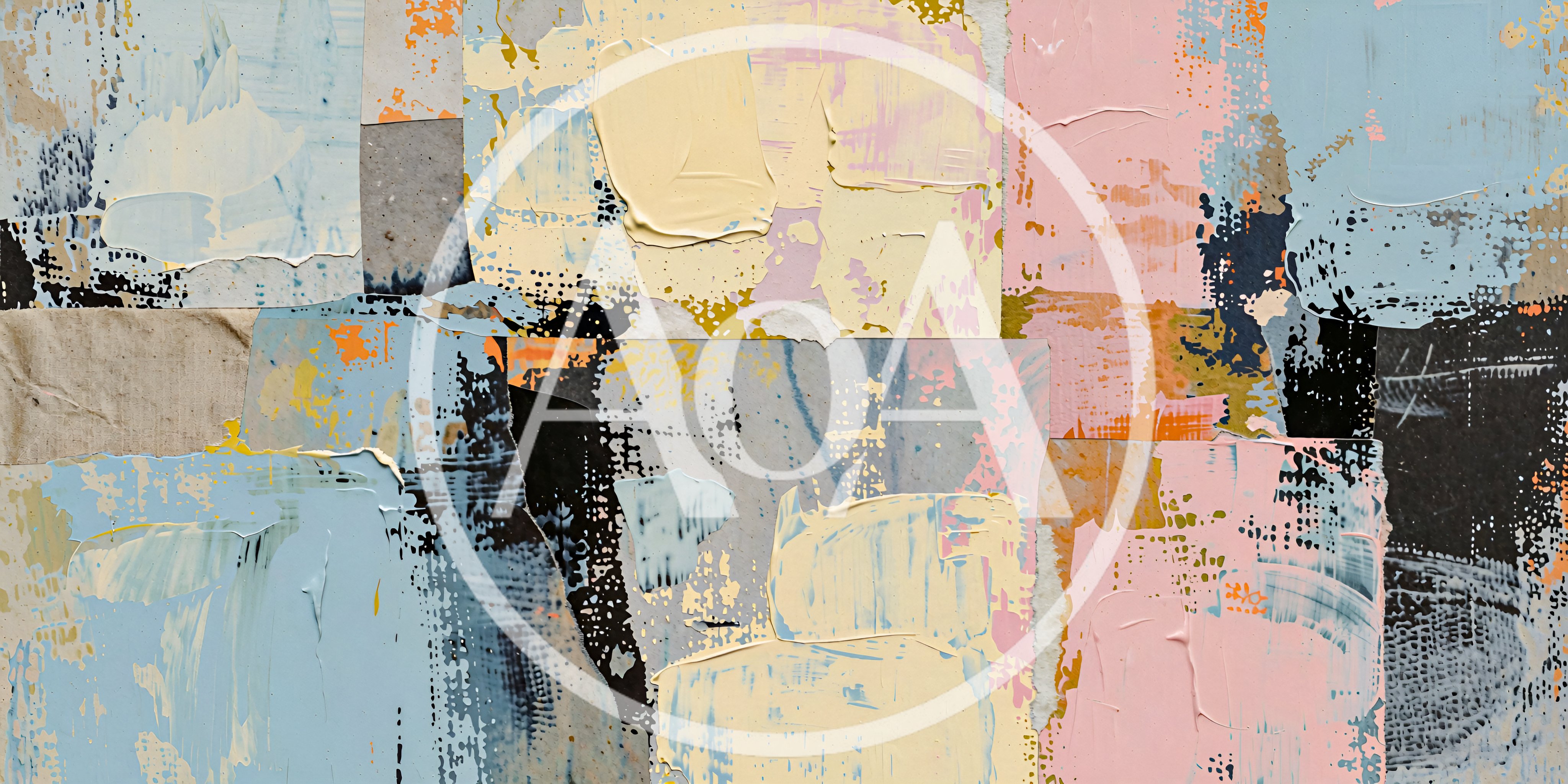 Abstract Mixed Media Collage With Textured Paint Layers