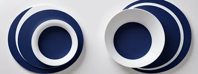 Abstract 3D Rendered Concentric Circles In Blue And White