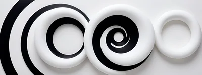 Abstract 3D Spiral Rings in Black and White