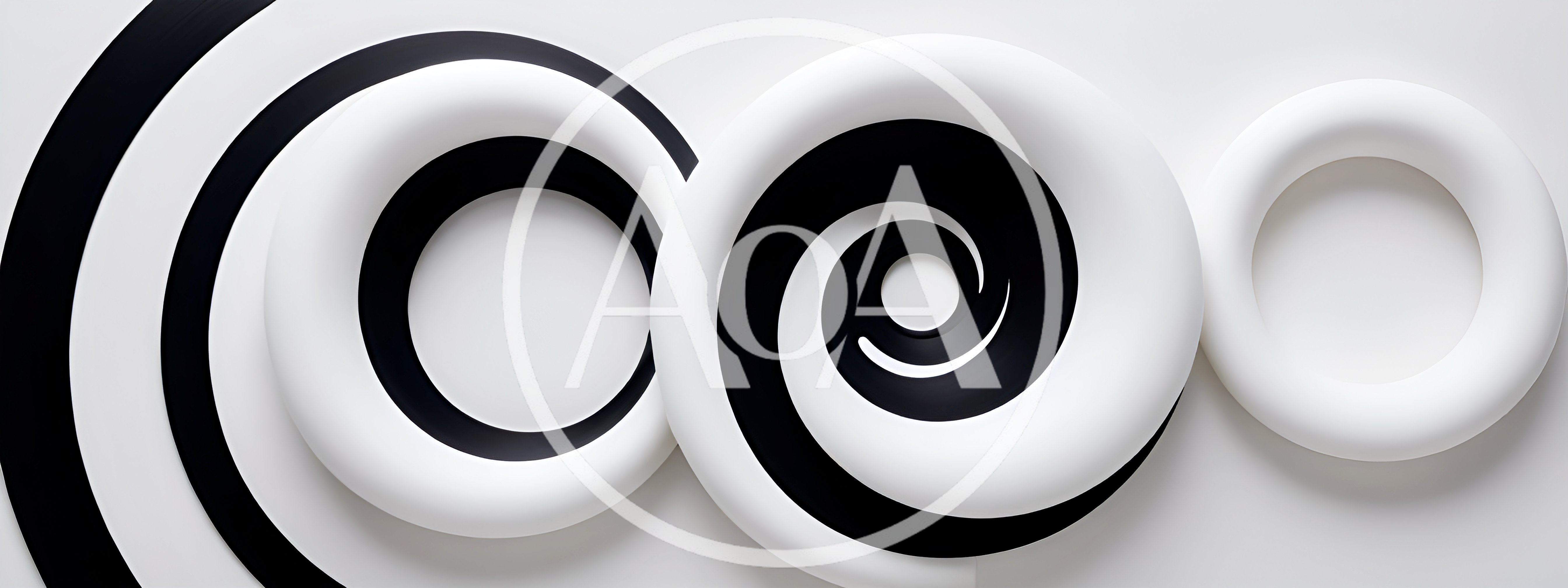 Abstract 3D Spiral Rings in Black and White
