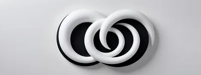 Abstract 3D White Swirls On Black Background