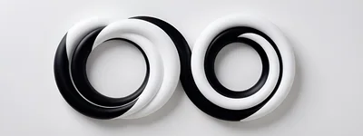 Abstract Infinity Symbol Made Of Intertwined Black And White Tubes