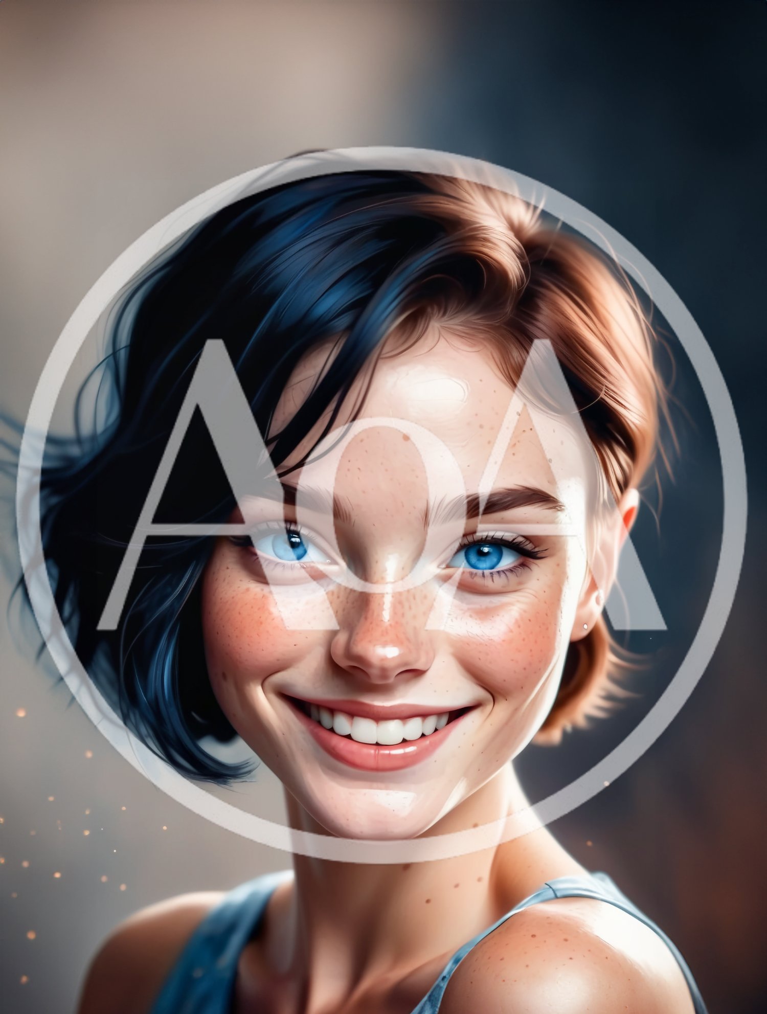 Portrait Of A Smiling Young Woman With Blue Eyes