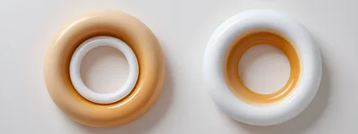 Two Glossy Abstract Torus Shapes On White Background