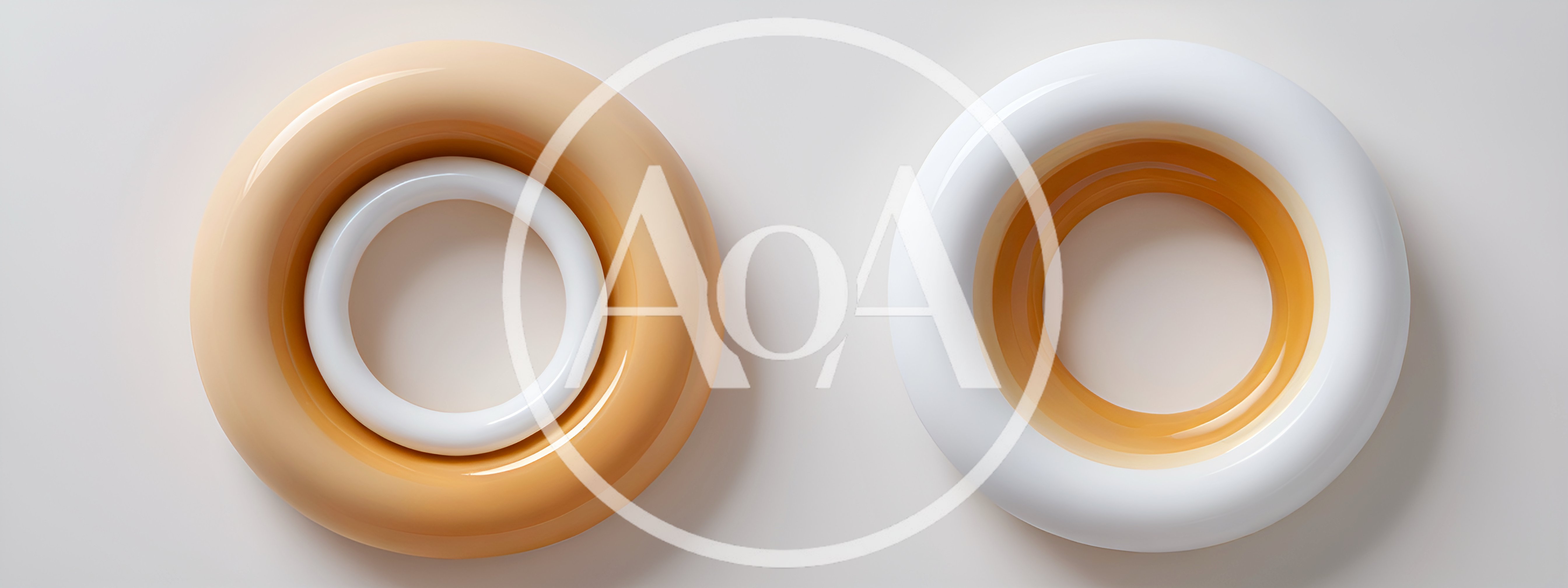 Two Glossy Abstract Torus Shapes On White Background
