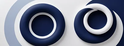 Abstract 3D Rendered Blue And White Torus Shapes