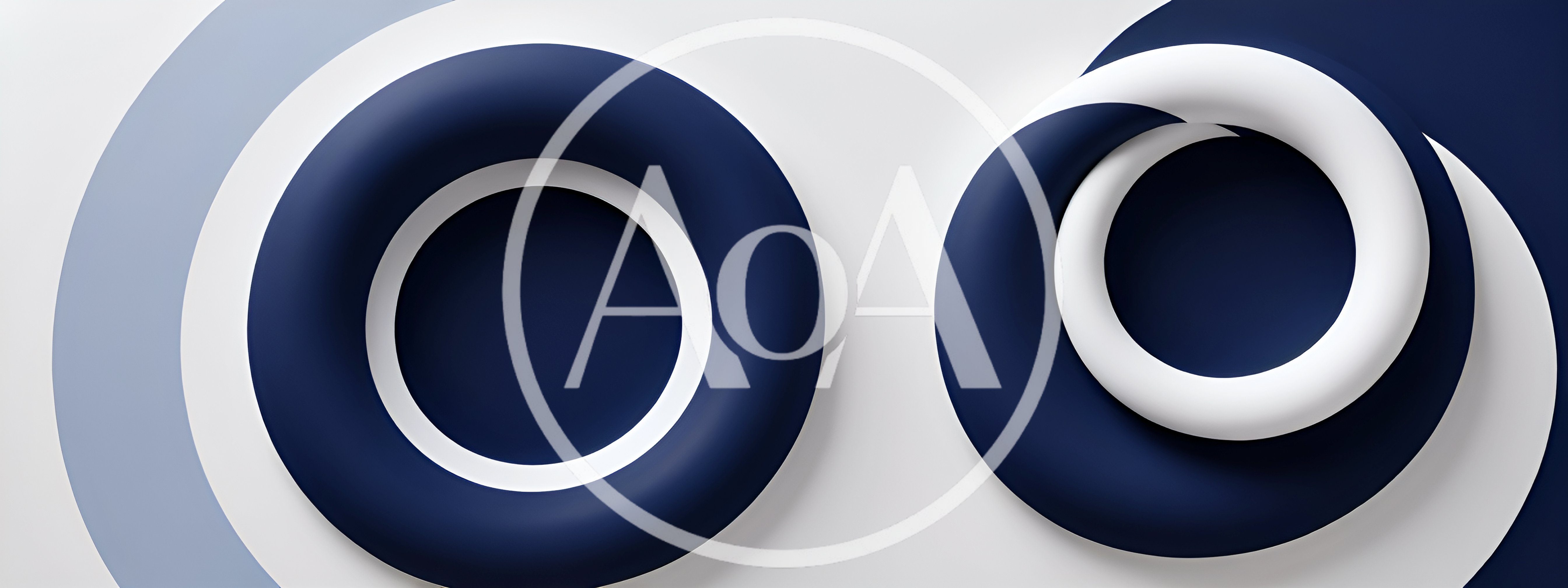 Abstract 3D Rendered Blue And White Torus Shapes