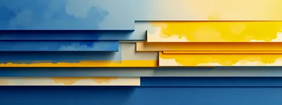 Abstract Geometric Layers With Blue And Yellow Gradients