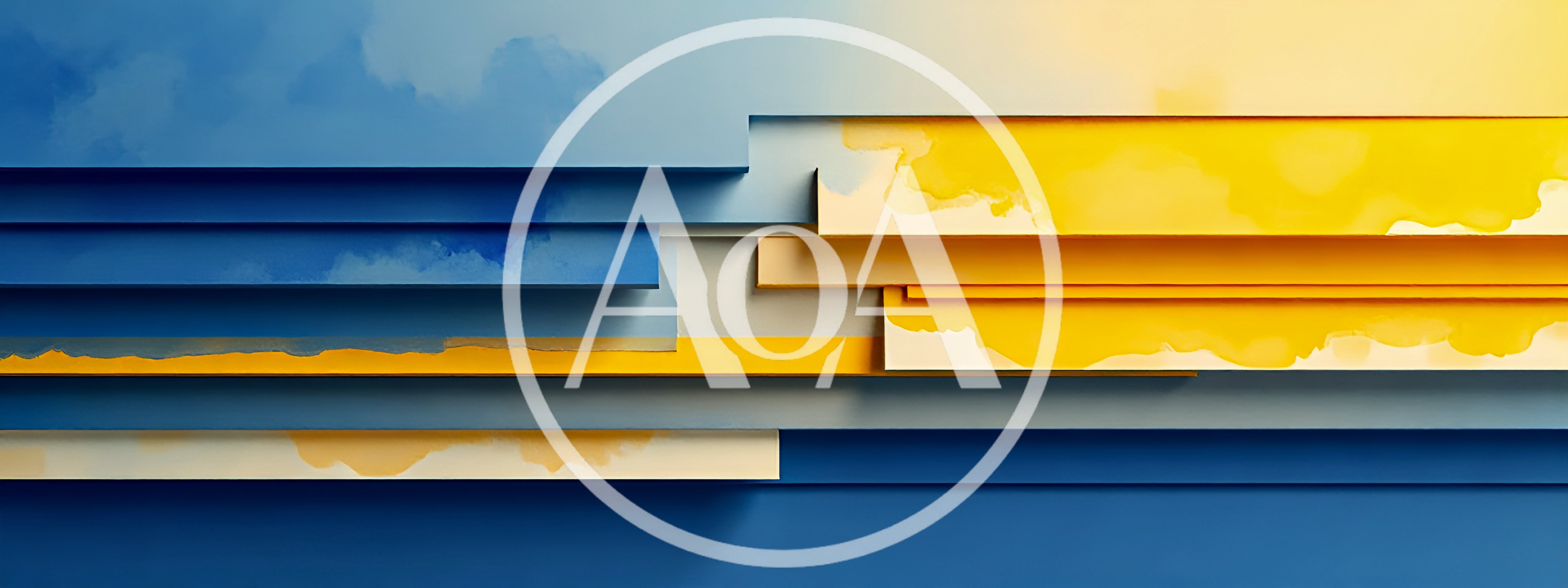 Abstract Geometric Layers With Blue And Yellow Gradients