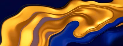 Abstract Liquid Gold And Deep Blue Fluid Waves