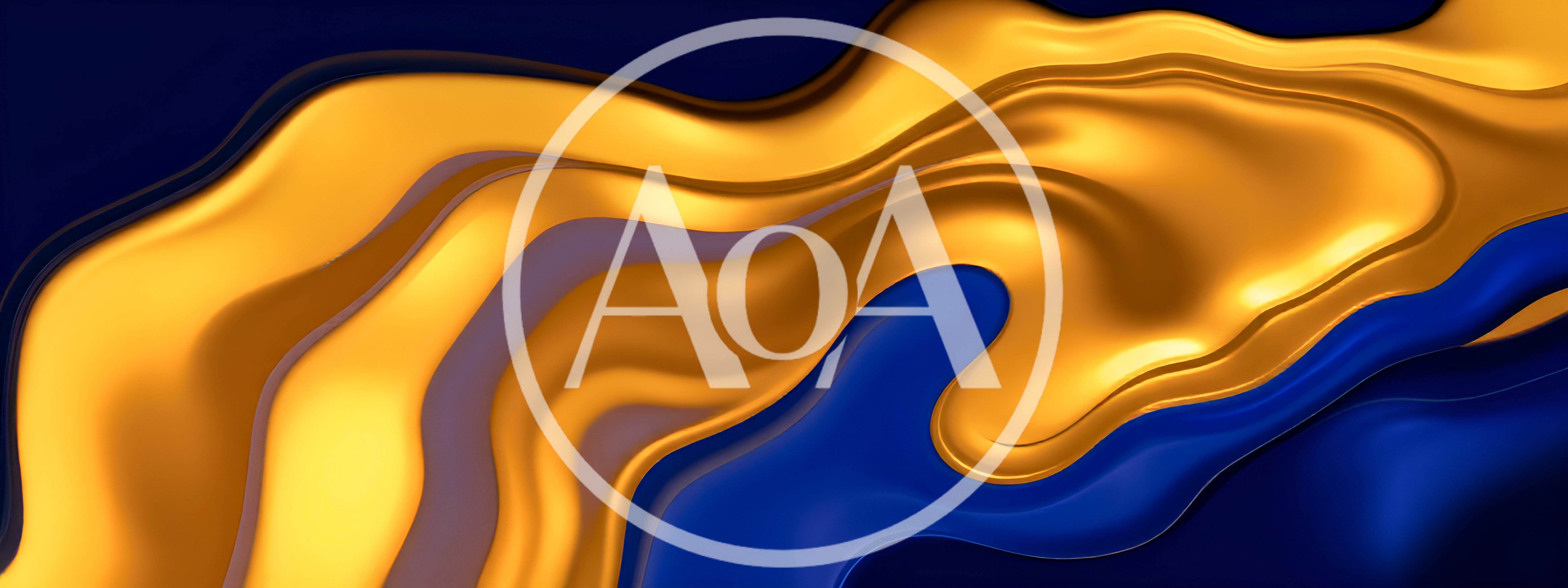 Abstract Liquid Gold And Deep Blue Fluid Waves