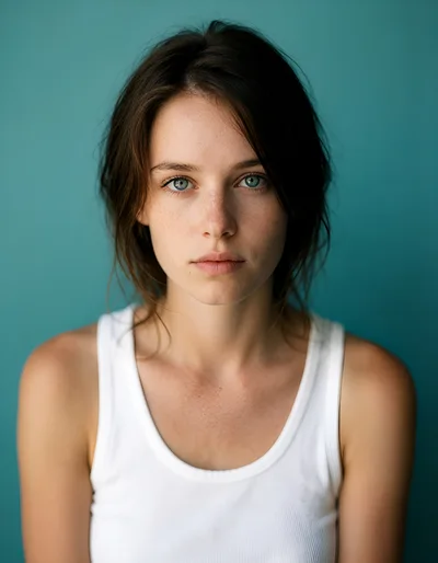 Portrait Of A Young Woman With Blue Eyes