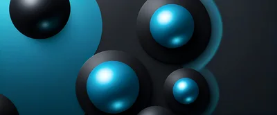 Abstract 3D Spheres With Blue And Black Gradient