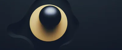 Abstract 3D Render Of A Black Sphere On Gold