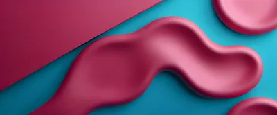Abstract 3D Liquid Shapes In Magenta And Cyan