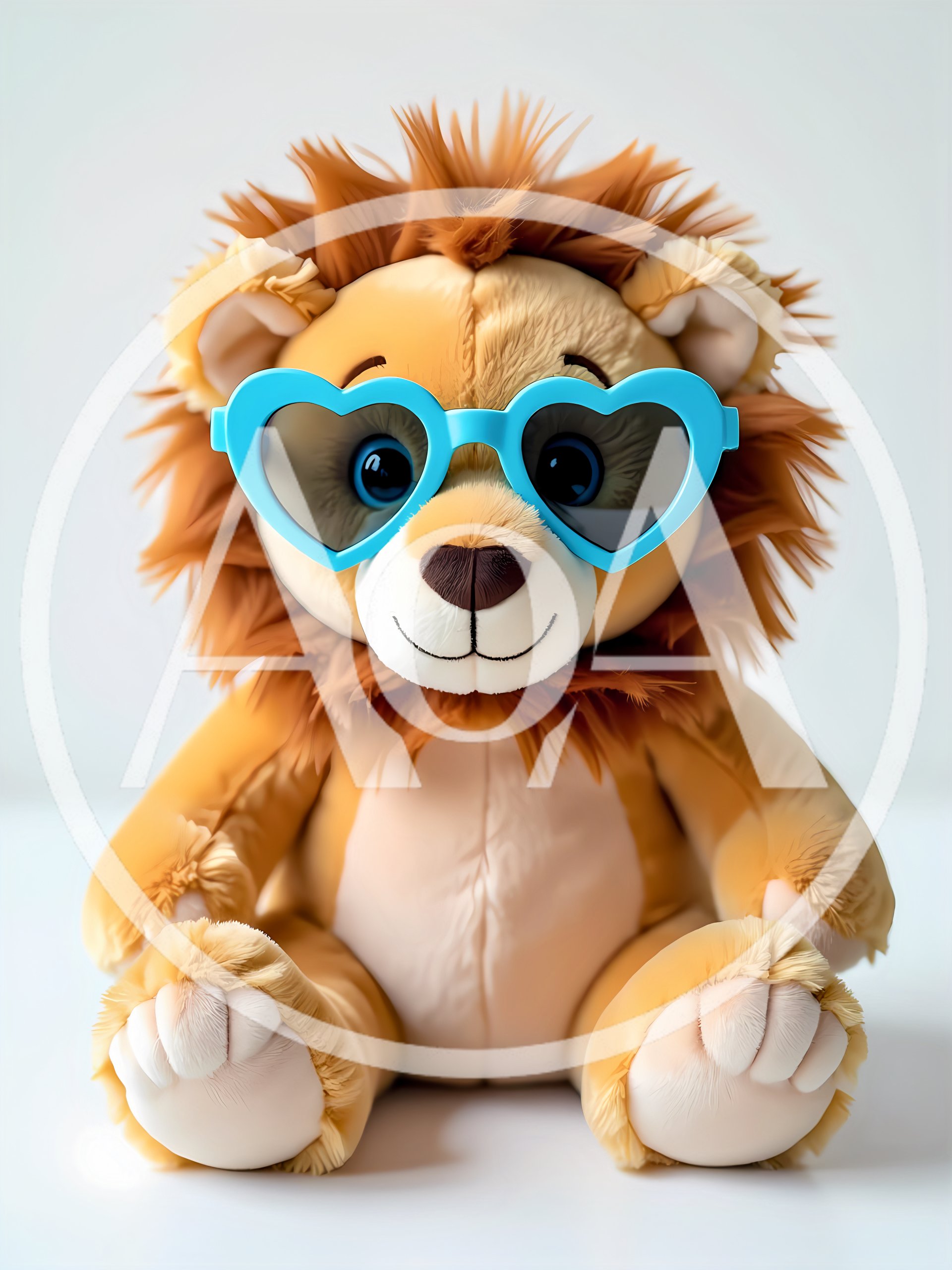 Cute Stuffed Lion Toy Wearing Heart Shaped Sunglasses