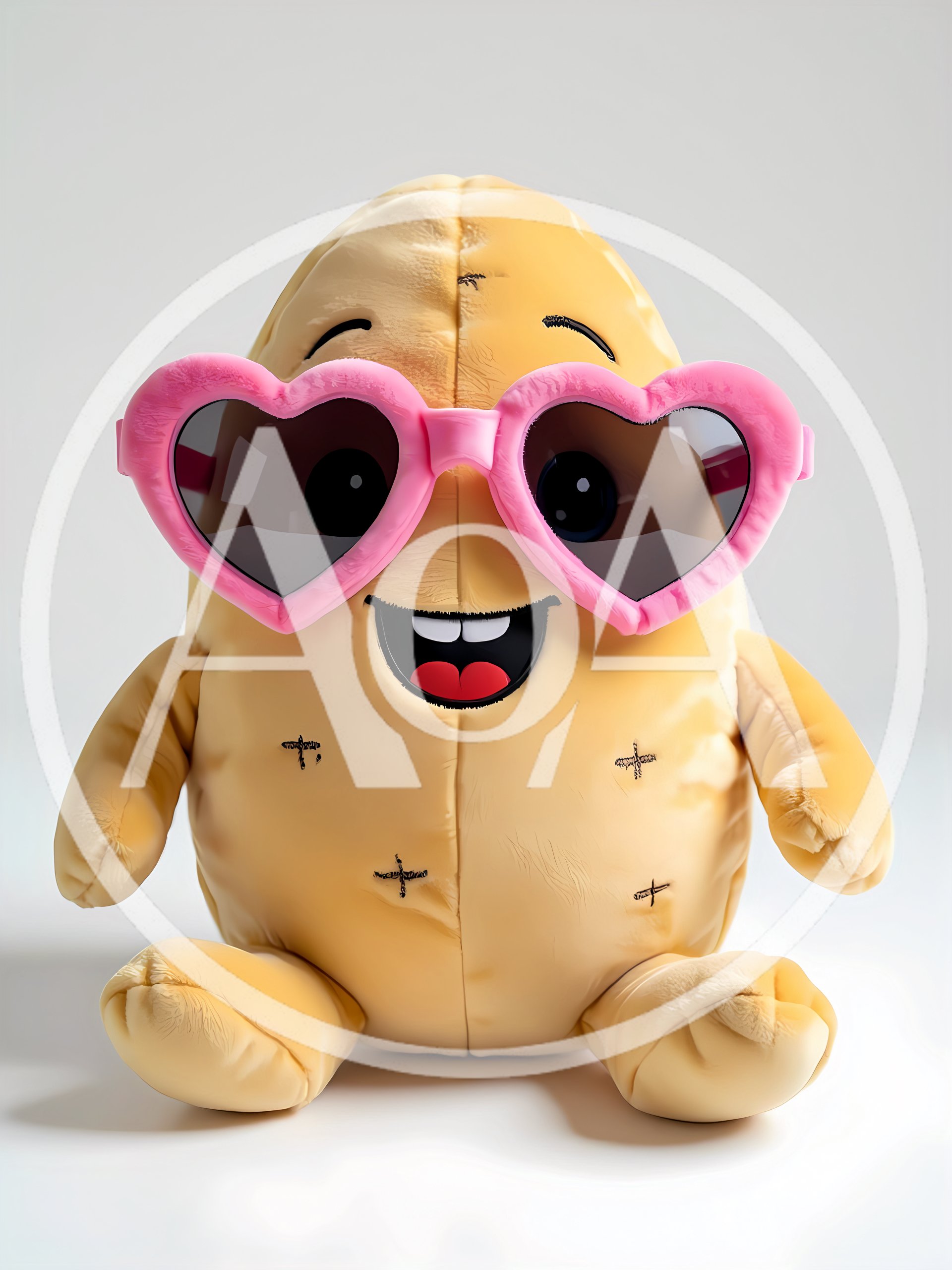 Plush Potato Toy Wearing Pink Heart Shaped Sunglasses