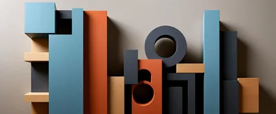 Abstract 3D Geometric Shapes Composition