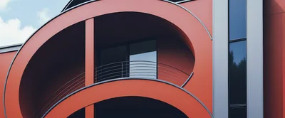Modern Architectural Facade With Curved Balcony Design
