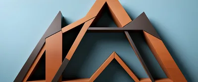 Abstract Geometric Wooden Structure On Blue Background