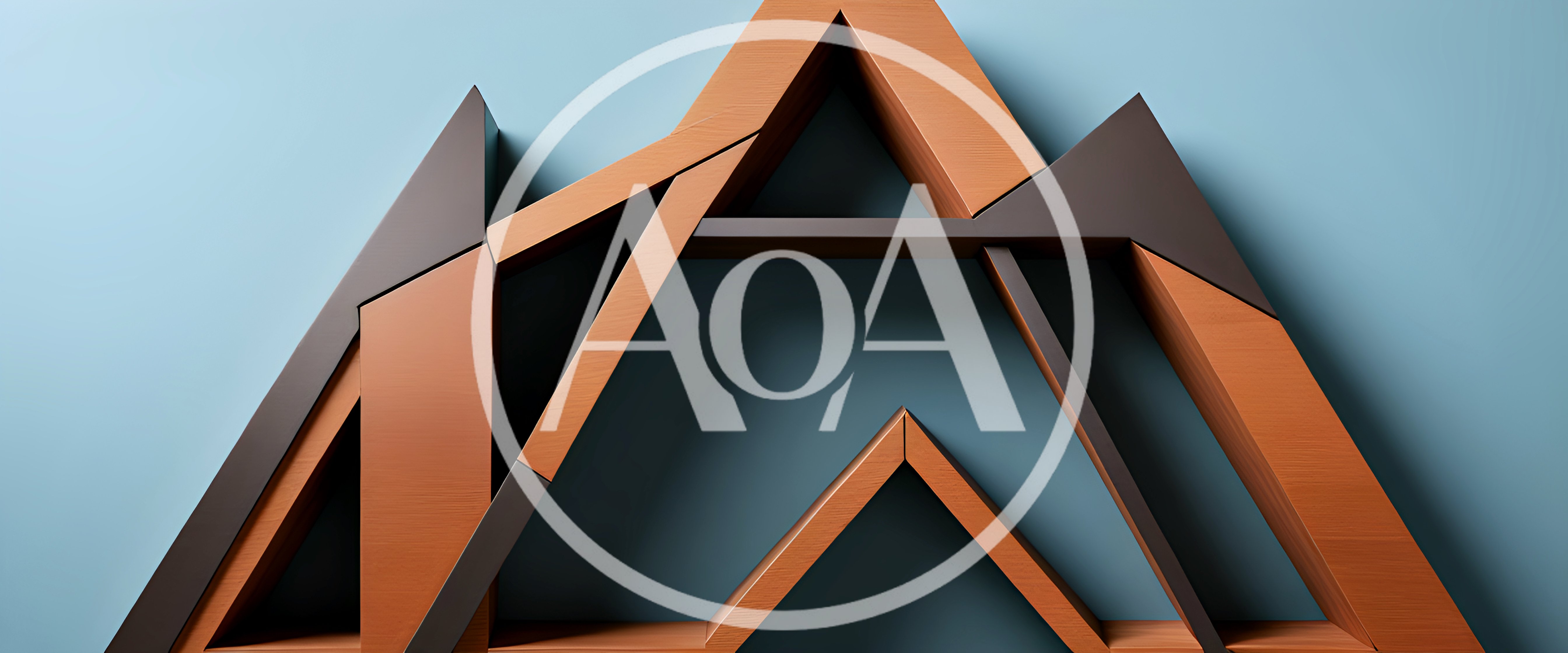 Abstract Geometric Wooden Structure On Blue Background
