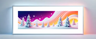 Stylized 3D Winter Landscape With Christmas Trees