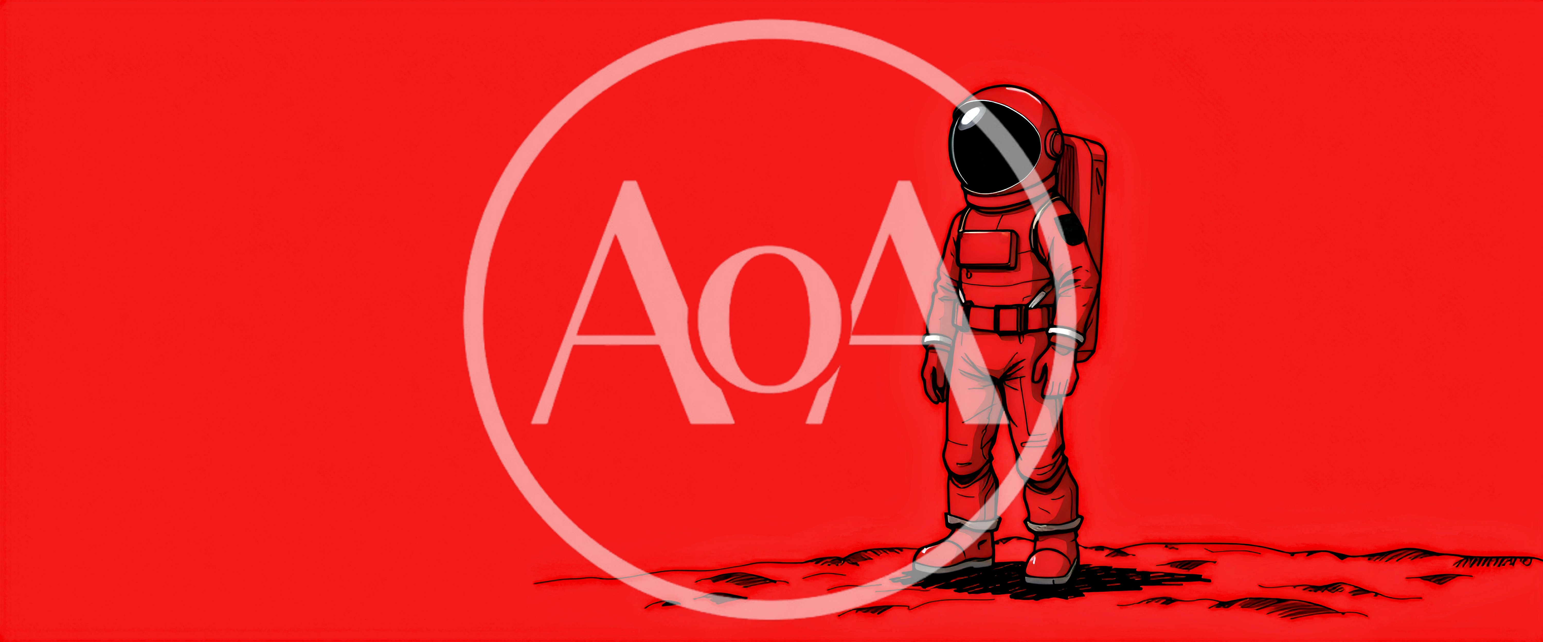 Red Astronaut Standing On A Martian Surface